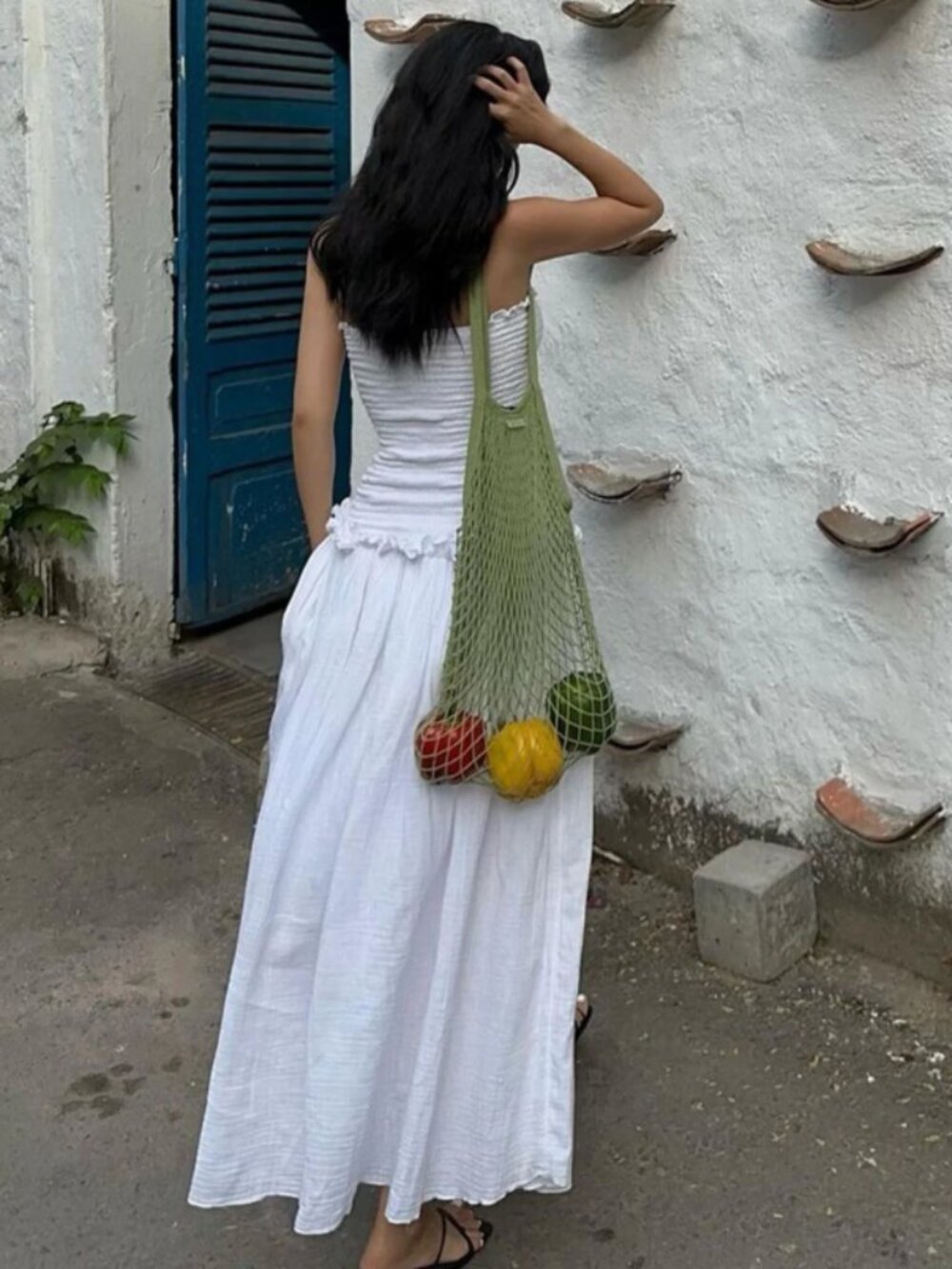 Commense White Cotton Summer Dress